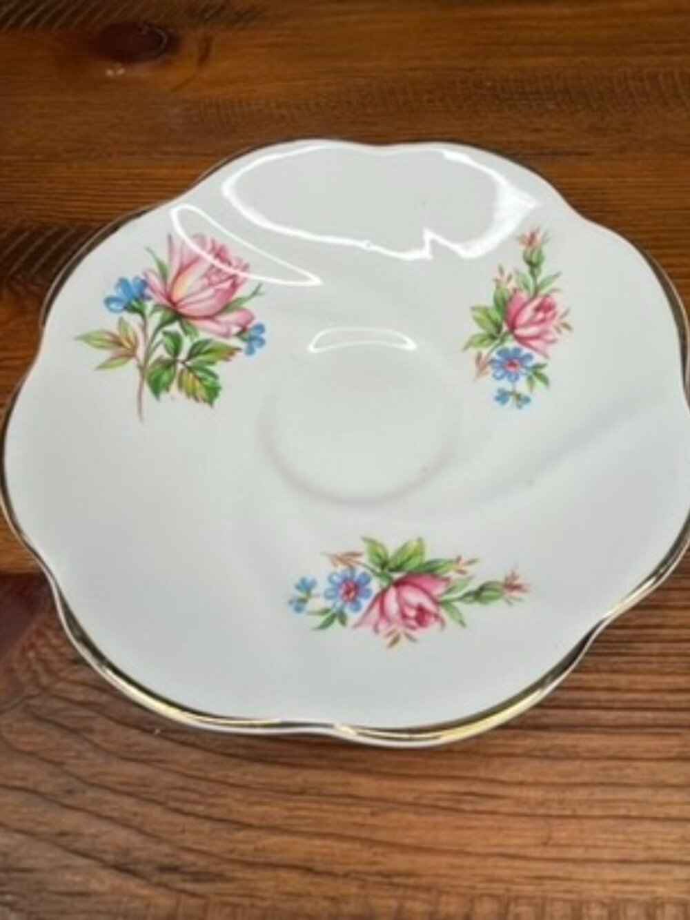 Crownford English Bone China Vintage Flower Saucer Tea Party Trinket Dish